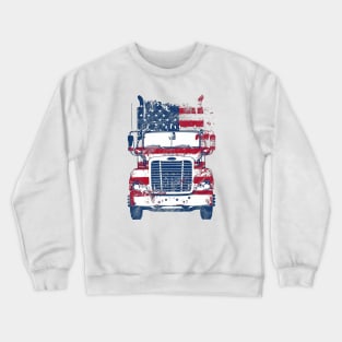 US Flag Truck Driver Patriotic American Crewneck Sweatshirt